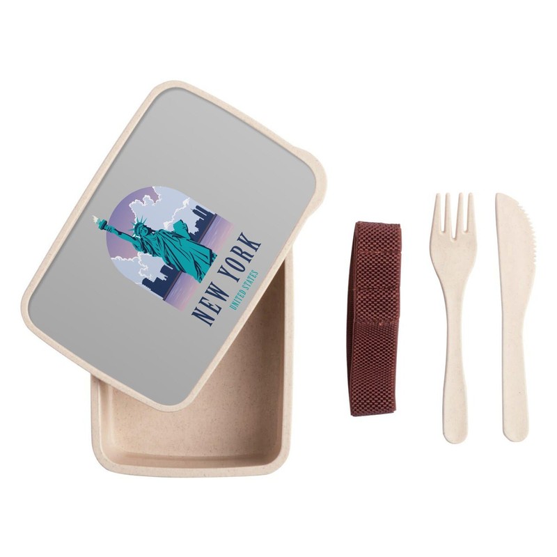 Fabulous Lunch Box Grey New York United States Illustration Statue
