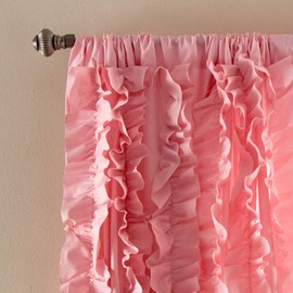 Lush Decor Belle Vintage Chic Window Curtain Panel for Living, Dining Room, Bedroom (Single Curtain), 54"W x 84"L, Pink