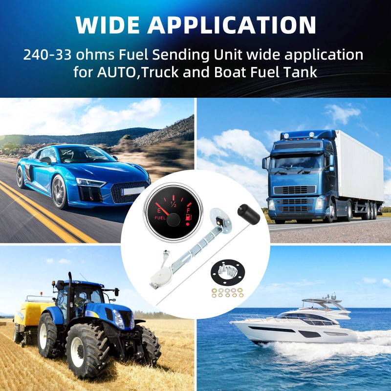 MAIMEIMI 52mm Boat Fuel Level Gauge 240-33ohms with Fuel Float