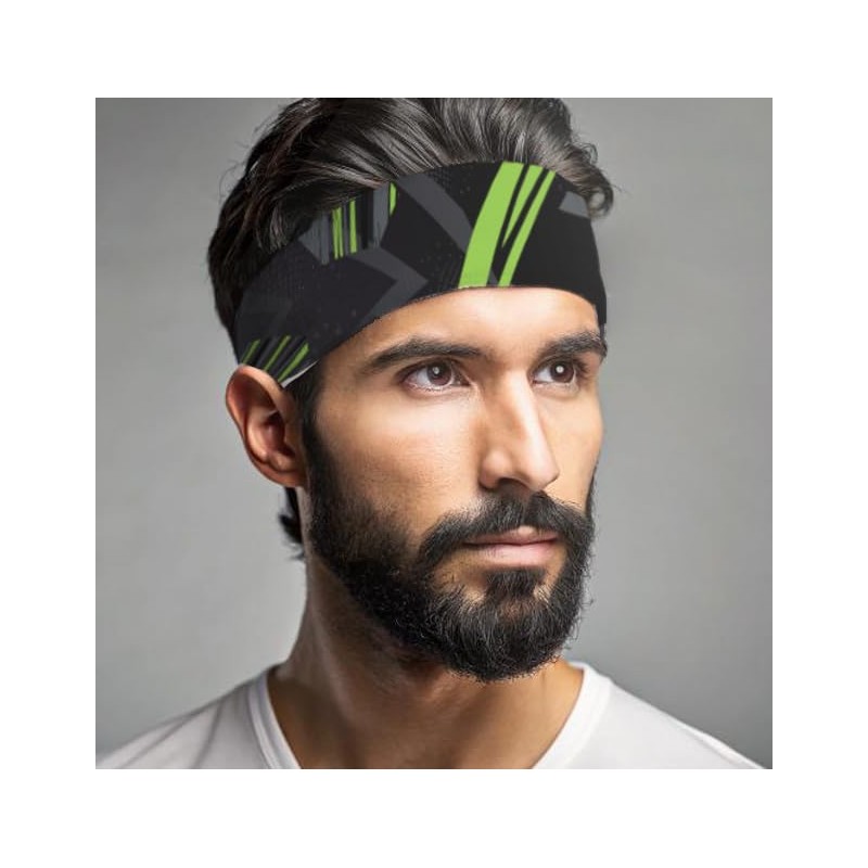 Sports Headband - Sustainable, Seamless, Elastic (Green Grey)