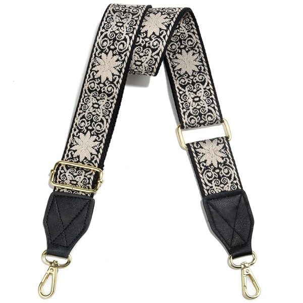 Purse Strap,1.5" Leather End Shoulder Strap Adjustable Replacement,Retro Multi-Pattern Crossbody