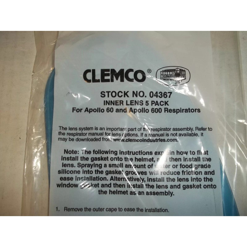 Clemco 04367 Apollo 600 & 60 Helmet Safety Inner Lens