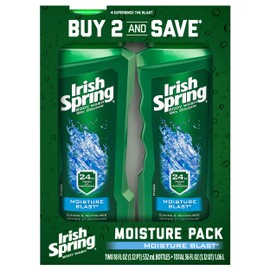 Irish Spring Moisturizing Men's Body Wash Shower Gel, Moisture Blast - 18 Fluid Ounce (2 Pack)