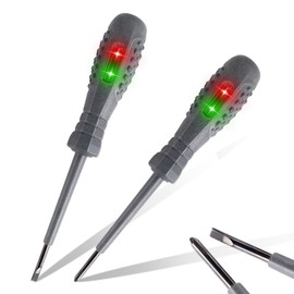 2-in-1 High Torque Strong Magnetic Screwdriver Electricity Detector, High Torque Alloy Dual Light Color Light Measuring Electric Pen, 12V-220V Point Contact Test Pen Electric Pen (Phillips/Straight)