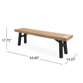 Modern Outdoor Garden Bench with Slat Panel Design and Acacia Wood Frame Natural and Grey Outdoor Furniturecolor: Grey, size: 1