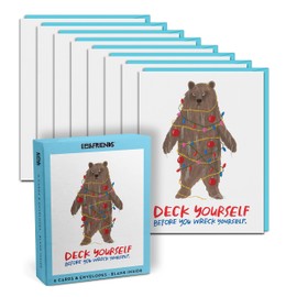 Em & Friends Deck Yourself Bear Cards - Funny Christmas Cards Holiday Cards with Envelopes (Box of 8, Identical Cards) (2-02892)
