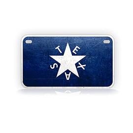 Texas De Zavala Flag Motorcycle-Sized License Plate Antique Lone Star State TX Tag
