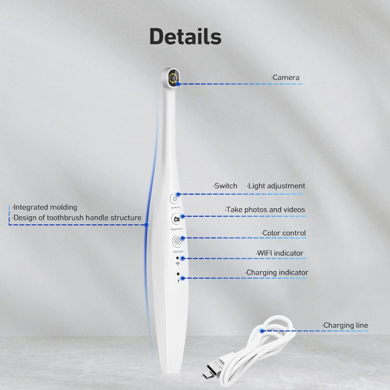 Oral Endoscope Camera HD Wide Angle IP67 Waterproof 1400mAh Battery
