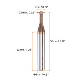 HARFINGTON T Slot End Mill Milling Cutter 6mm Cutting 0.5mm Depth 6mm Shank Solid Carbide Titanium Coated 4 Flutes for Stainless Steel Alloy