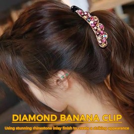 4 Pack Large Elegant Rhinestone Banana Hair Clips for Girls