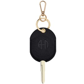 ANHBKAR Leather Keys Sleeve for Broken Car Key Loop Replacement - Cute Keychain Cover - Protector, Holder for Men & Women (XLarge - Black 02)
