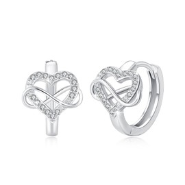 Heart Earrings for Women Infinity Earrings Sterling Silver Infinity Huggie Hoop Earrings Cubic Zirconia Hypoallergenic Heart Earrings Jewelry Gifts for Women Birthday, 0.59*0.47 inch, Sterling Silver,