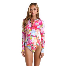 Sunshine 79 Women's Standard Paddlesuit One Piece Swimsuit, Bright Pink//Expressive Garden