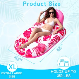FindUWill Pool Floats for Adults 2 Pack, Inflatable Pool Lounge Chair Floaties with Cup Holder, Heavy Duty Water Floating Rafts Swimming Toys for Summer Party Travel, Beach, Lake