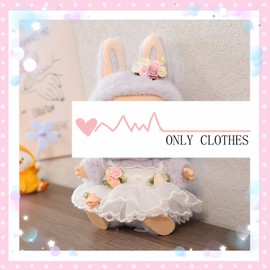 Doll Clothes Set for 15cm/17cm LB Dolls, Princess Dress with Hair Accessory (01.White (Hair Flowers+Dress))