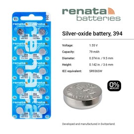 Renata 394 SR936SW Batteries - 1.55V Silver Oxide 394 Watch Battery (50 Count)