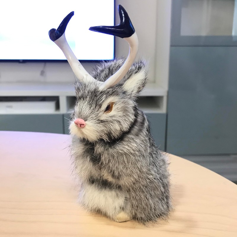 Basuo-9Q Realistic Jackalope Furry Wild Animal Replica Figurine Easter Bunny