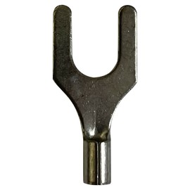 100 Pcs Non-Insulated 16-14 AWG Gauge Spade Connector - 1/4" Stud Wire Terminal - Pure Copper & V-Grooves Serrations for Strong Crimps & Corrosion Resistance - Made in USA with All-American Materials