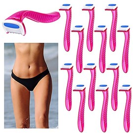 Honoson 12 Maquinillas de Afeitar Tipo T para Bikini Accesorios de Viaje Pequeños Duraderos para Mujer Maquinilla de Afeitar de Belleza para Depilación Púbica para Herramienta Cosmética Corporal