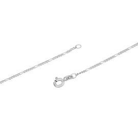 NKlaus Figaro Chain Necklace Thin 925 Sterling Silver Diamond-Coated 1.5 mm, Sterling Silver
