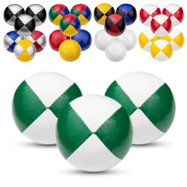 Juggle Dream 3x Pro Thud Juggling Balls - Set of 3 Professional Juggling Balls with Free Online Learning Video, Perfect for Beginners and Experts (White/Green)