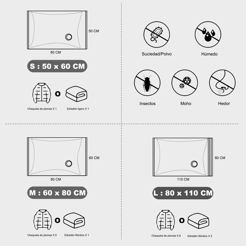 Vacuum Storage Bags 60 x 80 cm Save Space When