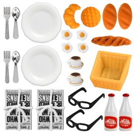 Miniature Food Dollhouse, Miniature Dollhouse Accessories, Food, Miniature Gnome Accessories, Miniature Bread Newspapers Glasses, Miniature Tableware, 1:12 Miniature Kitchen Accessories, Dollhouse