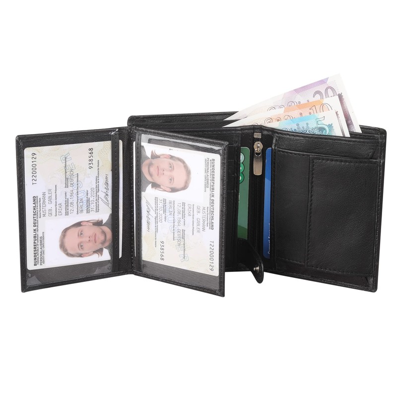 RAS WALLETS Mens RFID Blocking Soft Leather Trifold Purse Credit