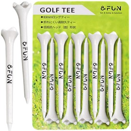 &FUN Golf Tees Low Resistance Head Long Tees 3.3 inches (83 mm), Pack of 10, Break-resistant, Durable, Reduces Friction, Increases Distance (PRO White)