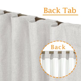 LAMIT Light Grey 100% Blackout Linen Curtains, 63 Inches Linen Textured Thermal Bedroom Curtains Back Tab and Rod Pocket Burlap Panels with White Liner for Farmhouse, 2 Panels, 52 x 63 Inch