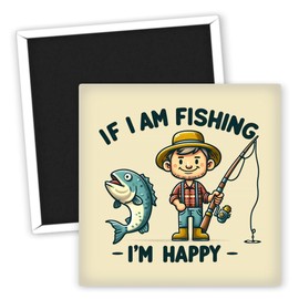Angeln Ich bin glücklich Kühlschrankmagnet - Motiv Fischer Fisch - Angler Geschenk - Kühlschrank Deko - Magnetfischen Zubehör - kreative Kühlschrankmagnete - Angler Lifestyle