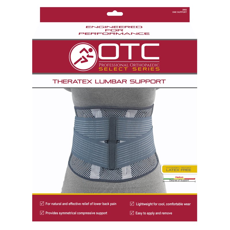 Lumbosacral Back Brace, Theratex Spinal Medium Support, Gray (Soft Splint),