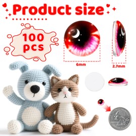 100PCS 6MM Assorted Colors Glass Dragon Eyes Flatback Glass Cabochons for Clay Doll Making Sculptures Props and DIY Jewelry Making Findings