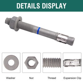 HROMIGRY 1" x 9" Concrete Anchors (5 Pack) 1 inch Wedge Anchors Bolts Hot Dip Galvanized