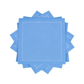Five Star Napkins Luxury Cotton Cloth Cocktail Napkins - Bar Napkins, Party Napkins, Beverage Napkins, Events, Holiday, Wedding, Birthday, Parties - 4.5" x 4.5" - Disposable (50 x) Sea Blue