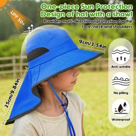 Sukeen Kids Sun Hats with Neck Flap for Girls Boys,Lightweight Kids Beach Hat Quick-Drying Fishing Hat for Outdoors Dark Blue