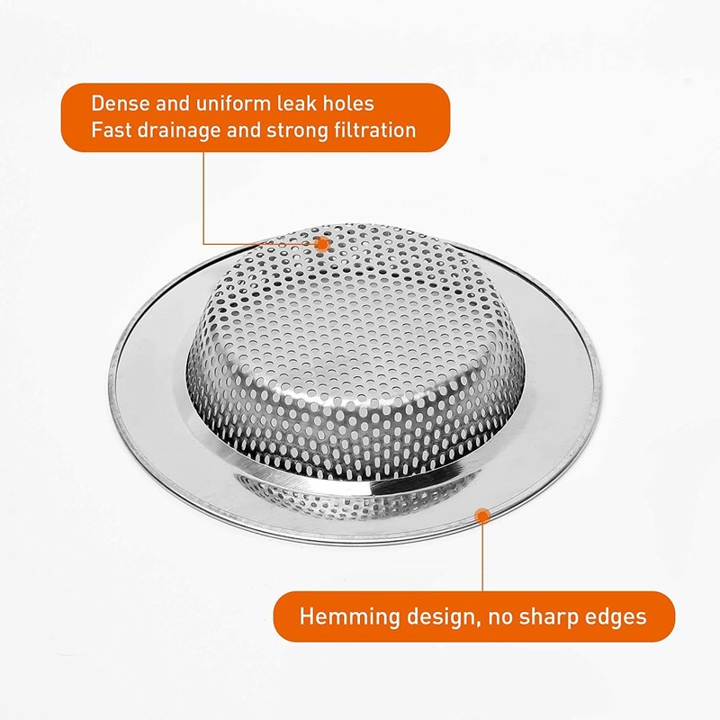 Qinglele 2pcs Kitchen Bathroom Sink Strainer, Stainless Steel Drain Filter,