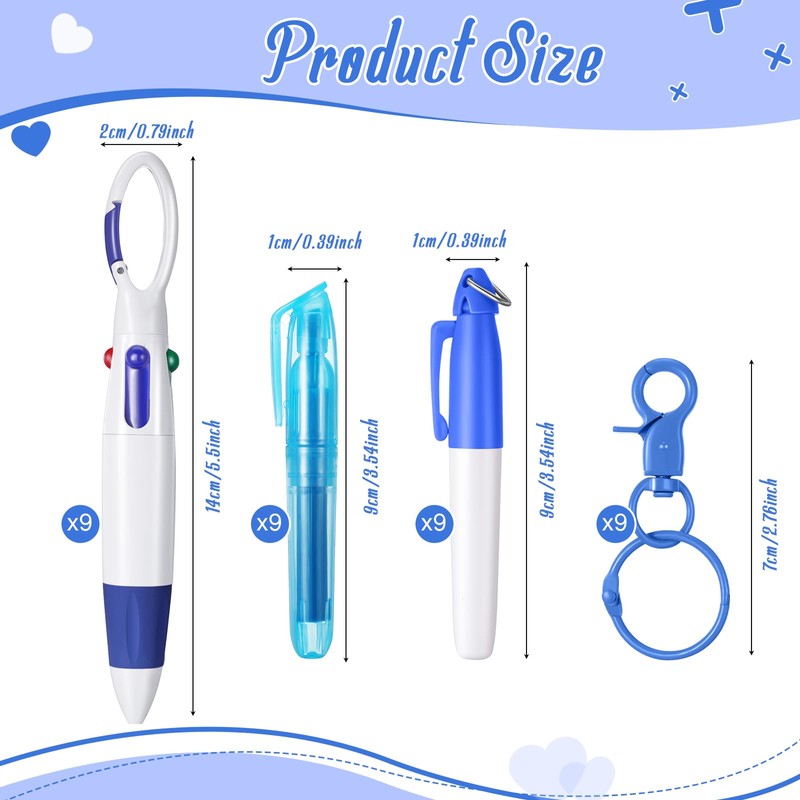 Geyoga 36 Pcs Mini Highlighter Set - Includes 9 Blue