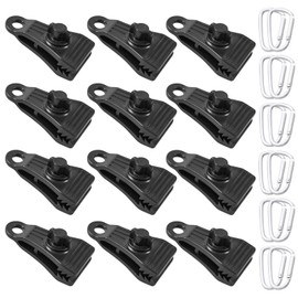 Upgrade Large Tarp Clips Heavy Duty Lock Grip -Total 24 PCS Tarp Clamps Thumb Screw Tent Fasteners Clips with Carabiner for Camping Awnings Caravan Canopies Car Truck Swimming Pool Boat Cover Clips
