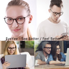 Big Round Computer Blue Light Blocking Glasses - Clear Lens Reading Glasses for Women Men Anti Eye Strain & UV Glare jc5033black-0 (Black, 0.00)