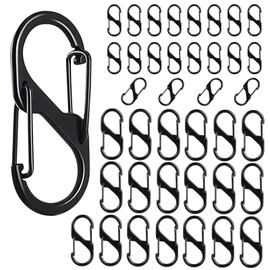 TPTGIAR 40 Pcs S Small Carabiner Clips, 2 Sizes Dual Opening Carabiner Keyring Clip, S Shape Zinc Alloy Clips Small for Outdoor Hiking Fishing Camping Traveling