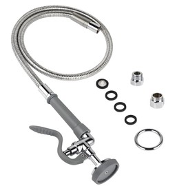 Spray Valve with Pre Rinse Hose 60" Flexible Stainless Steel Commercial Hose with 1.42 GPM High Pressure Sprayer, Replacement Kit for Commercial Kitchen Sink Faucet, Grey
