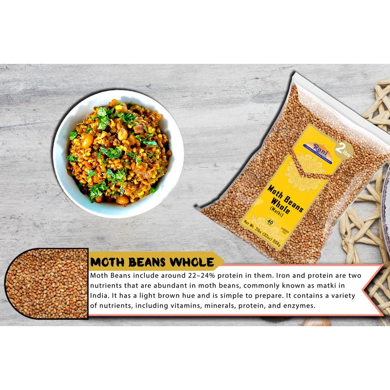 Rani Moth Beans Whole 32oz (2lbs) 908g ~ All Natural