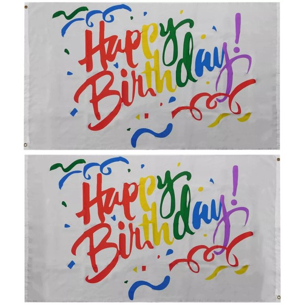 TRADEWINDS 3x5 Happy Birthday Colors White 100D 3'x5' Woven Poly