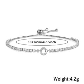 Tibond Bracelets for Womens Initial Bracelet Tennis Bracelet for Ladies Dainty Letter Bracelet Adjustable Crystal Zirconia Bracelet Birthday Christmas Jewellery Gifts for Friends Mum Daughter (C)