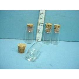 Handley Miniature Glass Bottle wi Cork (4) #MUL5554 Handley 1/12th Scale