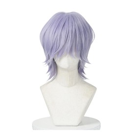 Short Light Purple Coslay Wigs Halloween Custome Party Wig for Adult