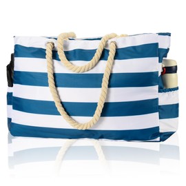 KUAK Beach Bag for Women, Large Beach Bags Waterproof Sandproof Beach Tote Bag with Zipper and Pockets for Swim Pool Vacation Family Size