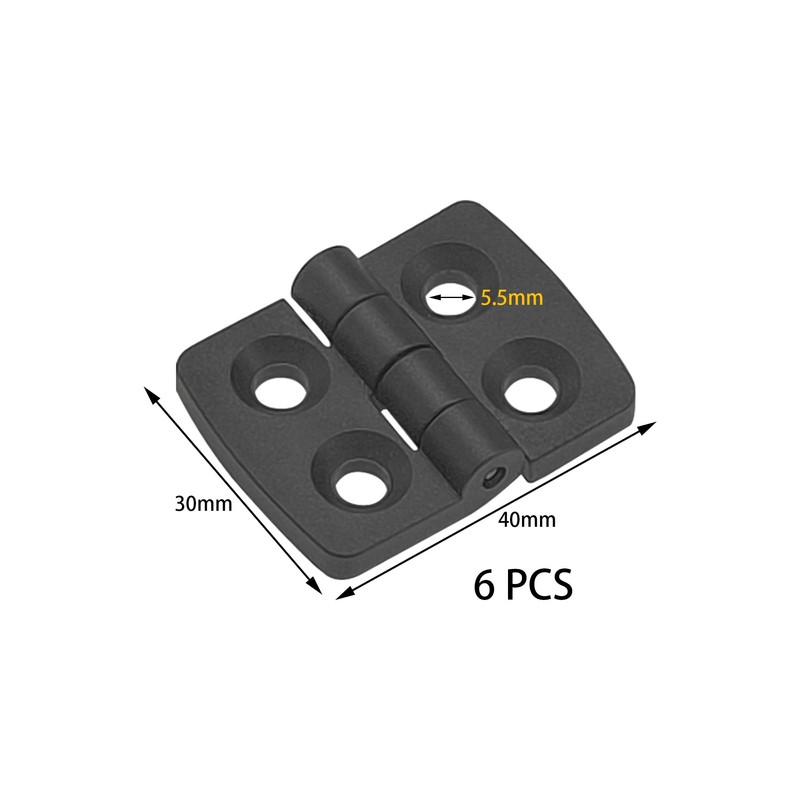 6 PCS Nylon Hinges – Cabinet Door Bearing Hinges, Black