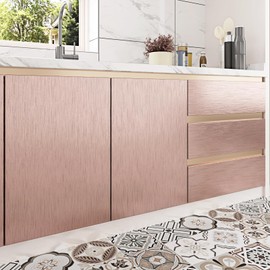 Wallderful Pink Stainless Steel Contact Paper for Countertops Rose Gold Metallic Wallpaper Peel and Stick Backsplash for Kitchen Bathroom Wallpaper Removable Waterproof Cabinets Refrigerator Appliance